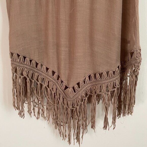 Taupe Crochet Fringe Tank Top - Picture 2 of 9